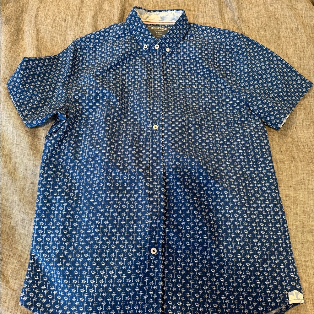 Heritage Navy Patterned Casual Shirt